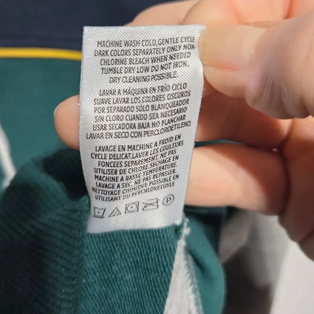 Lacoste Sleepwear Men's Hooded Sweatshirt Green Blue & Gray Size Large